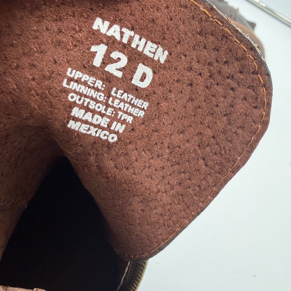Steve Madden Nathen Mens 12 D Brown Leather Brogue Wingtip Combat Boots Zipper - Picture 5 of 7